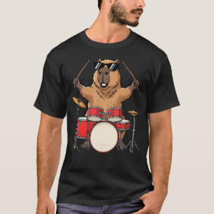 Drummer Capybara Playing Drums Drum Player Kids Bo T-Shirt