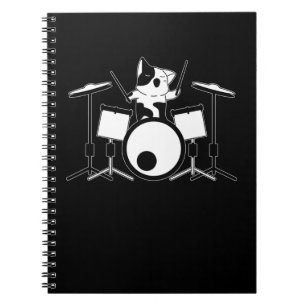 Drummer Cat Drumset Pet Drum Musician Animal Notebook