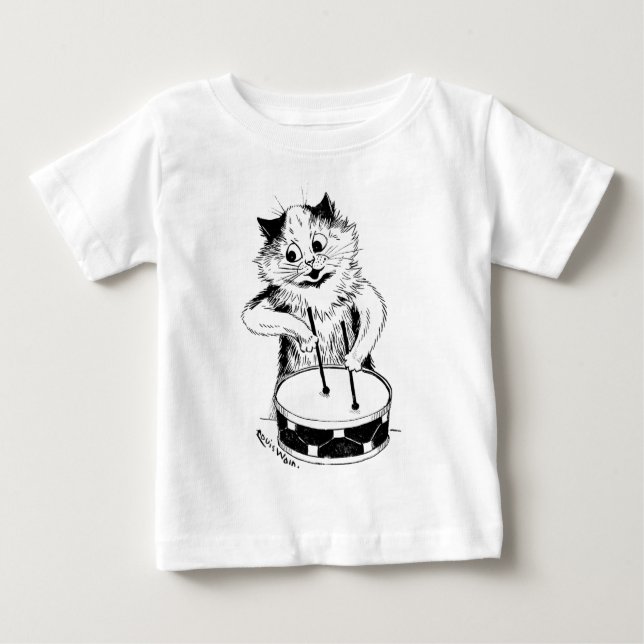 Drummer Cat, Louis Wain Baby T-Shirt (Front)
