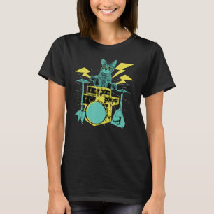 Drummer Cat Music Lover Musician Playing The Drums T-Shirt