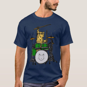 Drummer Cat Music Lover Musician Playing The Tee