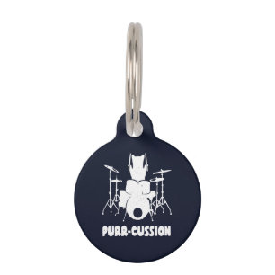 Drummer Cat Purr Cussion Cute Pet Tag