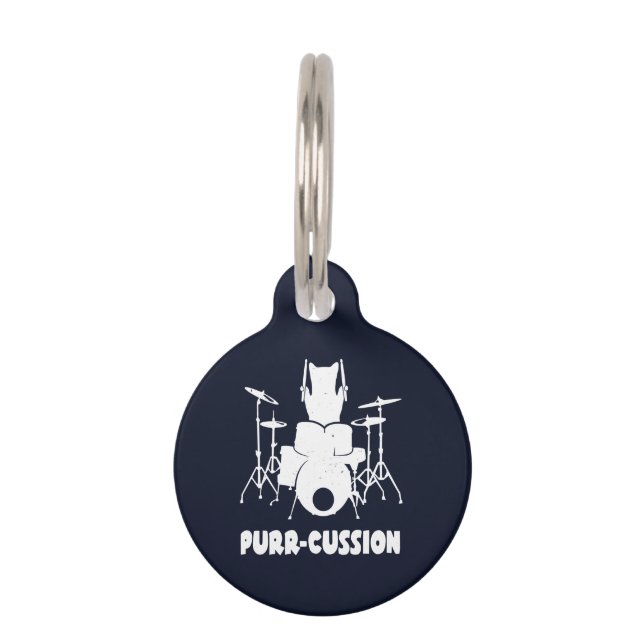 Drummer Cat Purr Cussion Cute Pet Tag (Front)