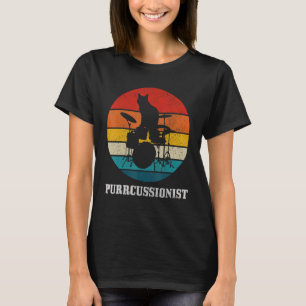 Drummer Cat Purrcussionist Vintage Drums Drumming T-Shirt