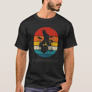 Drummer Cat Purrcussionist Vintage Drums Drumming T-Shirt