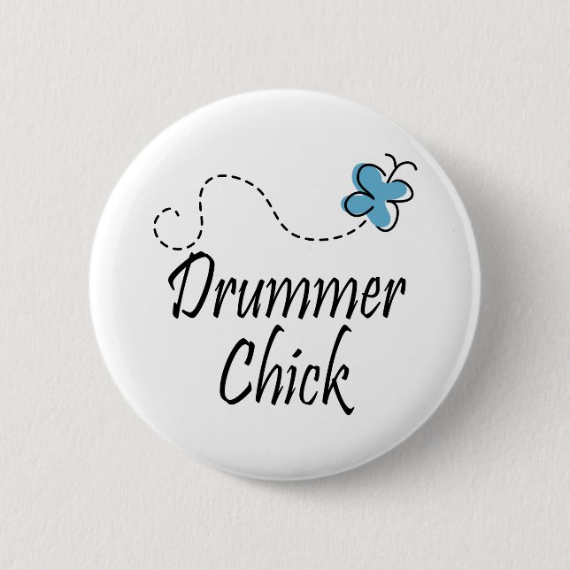 Drummer Chick 6 Cm Round Badge (Front)