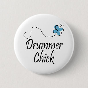Drummer Chick 6 Cm Round Badge
