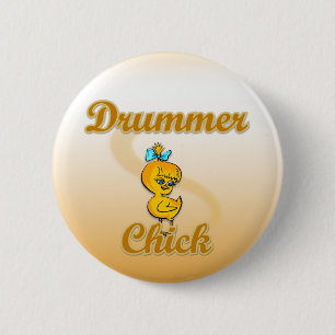 Drummer Chick 6 Cm Round Badge