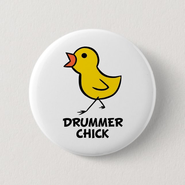 Drummer Chick 6 Cm Round Badge (Front)