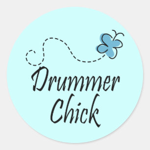 Drummer Chick Classic Round Sticker