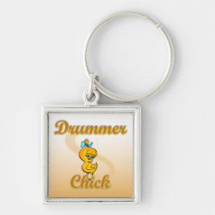 Drummer Chick Key Ring