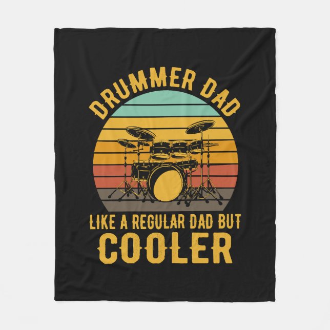 Drummer Dad Like A Regular Dad But Cooler Fleece Blanket (Front)