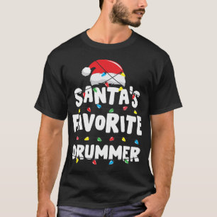 Drummer Drum Christmas Santa's Favourite Funny Gif T-Shirt