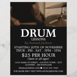 Drummer, Drum Lessons Advertising Flyer