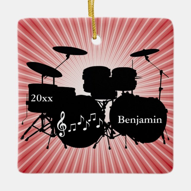 Drummer Drum Set Design Ornament (Front)