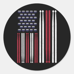Drummer Drum Sticks Classic Round Sticker