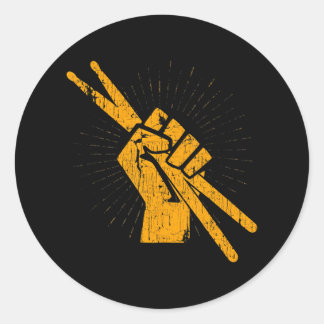 Drummer Drum Sticks Percussion Lover Rock Classic Round Sticker