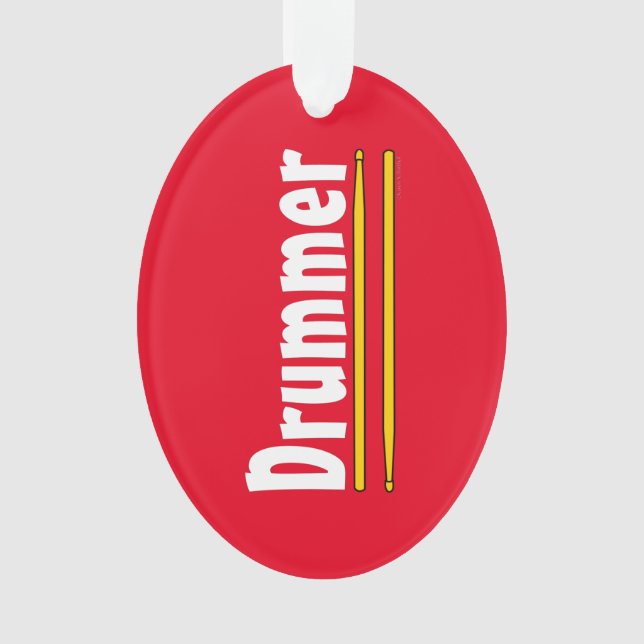 Drummer Drum Sticks Red Ornament (Front)