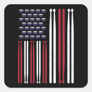 Drummer Drum Sticks Square Sticker