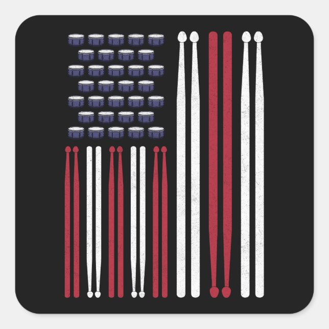 Drummer Drum Sticks Square Sticker (Front)