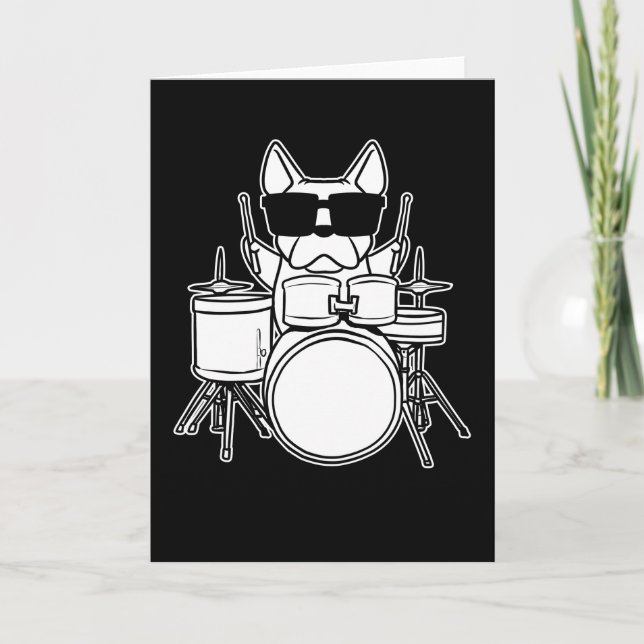 Drummer Drummer Dog With Drums Card (Front)
