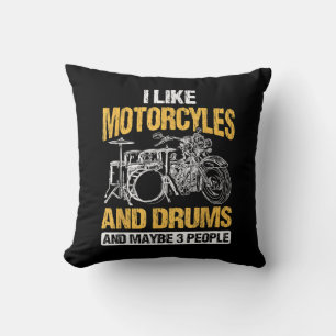 Drummer Drumming I Like Motorcycles And Drums Cushion