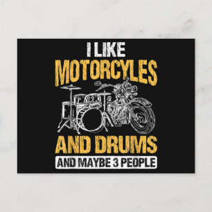 Drummer Drumming I Like Motorcycles And Drums Holiday Postcard