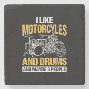 Drummer Drumming I Like Motorcycles And Drums Stone Coaster