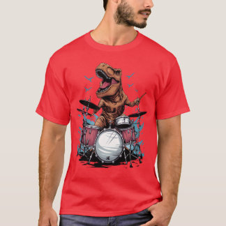 Drummer Drumming Musicanre Dino Dinosaur Band frie T-Shirt