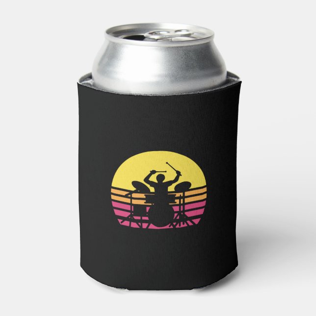 Drummer Drums Drumming Can Cooler (Can Front)