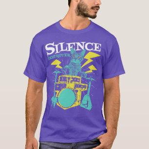 Drummer Drums Percussionist Musician Cat Kitten Si T-Shirt