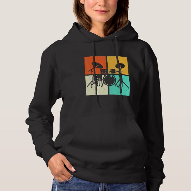 Drummer Drumset Vintage Hoodie (Front)