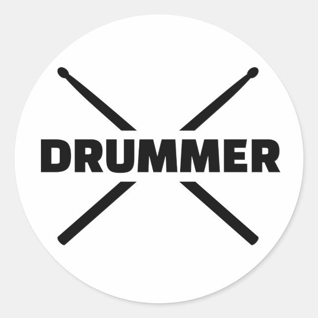 Drummer Drumsticks Classic Round Sticker (Front)