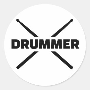 Drummer Drumsticks Classic Round Sticker