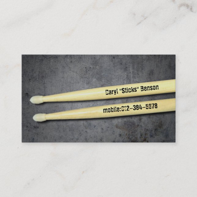Drummer Drumsticks Musician Business Card (Front)