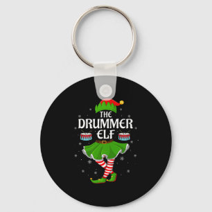 Drummer Elf Christmas Family Girls Women Elf Squad Key Ring