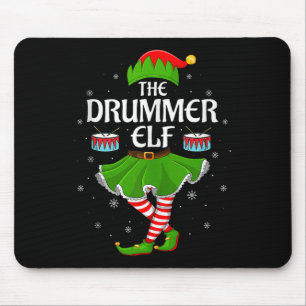 Drummer Elf Christmas Family Girls Women Elf Squad Mouse Pad