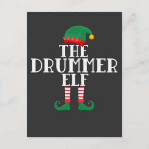 Drummer Elf Funny Christmas Drum Design Postcard