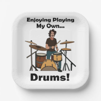 Drummer Enjoying Playing My Drums Musical Birthday Paper Plate