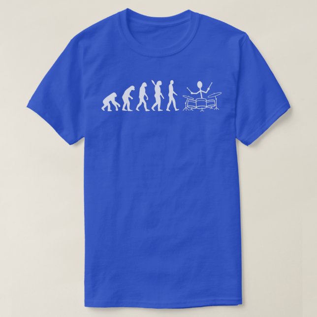 Drummer Evolution Funny Stick Figure Drum Player  T-Shirt (Design Front)