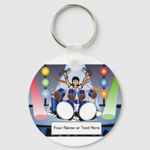 Drummer - Female Cartoon by PrintedPerfection.com Key Ring