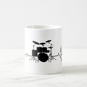 Drummer Gift Heartbeat Musical Instrument Drums Coffee Mug