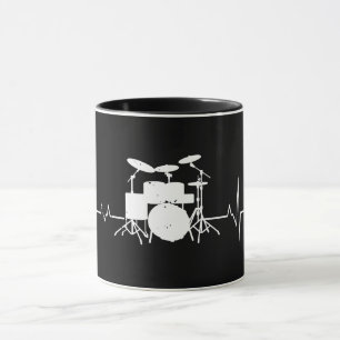 Drummer Gift Heartbeat Musical Instrument Drums Mug