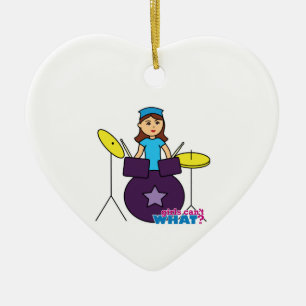 Drummer Girl Ceramic Ornament