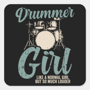Drummer Girl   Drums Drummer Gift Square Sticker