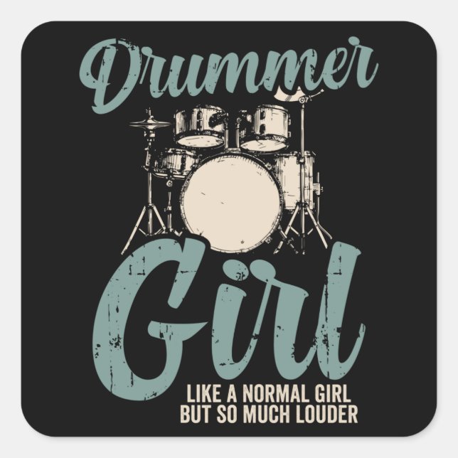 Drummer Girl | Drums Drummer Gift Square Sticker (Front)
