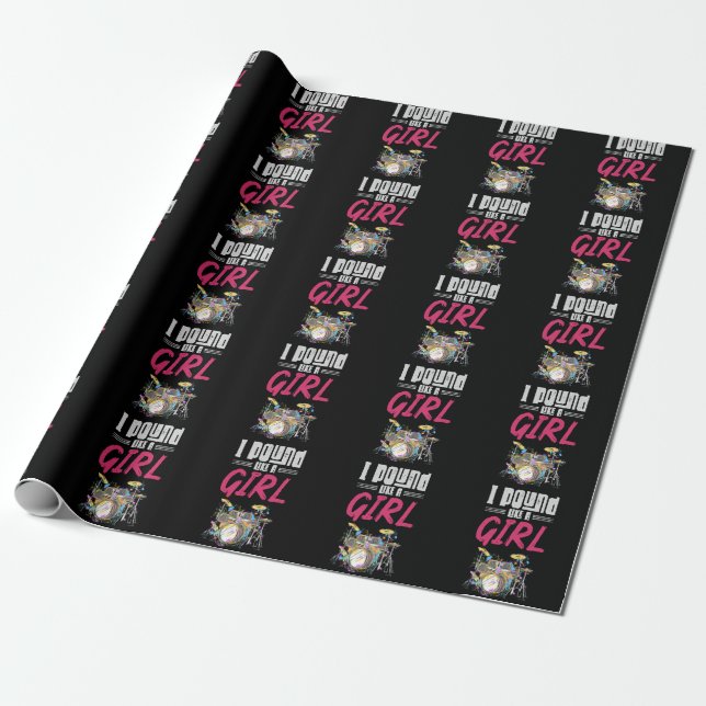Drummer Girl Drumset Female Drum Music Lover Wrapping Paper (Unrolled)