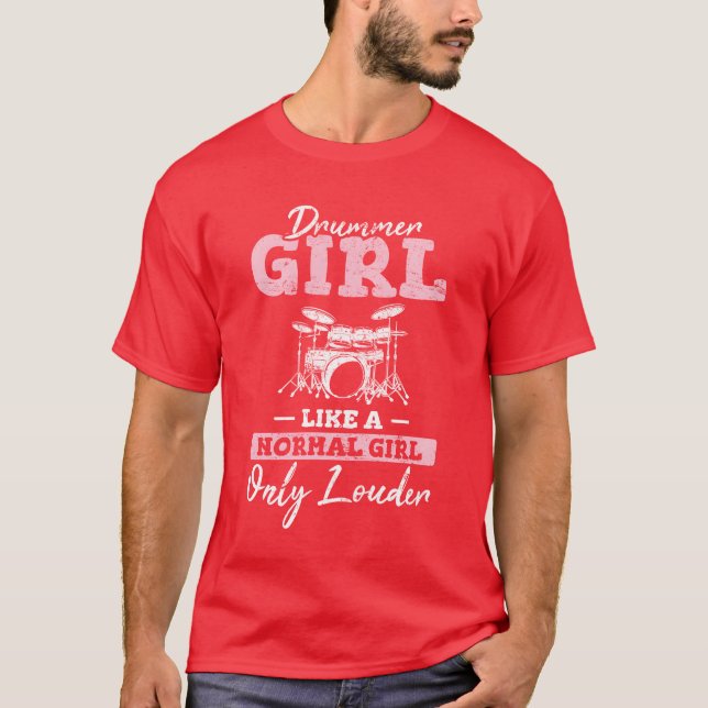 Drummer Girl Funny Drummer Percussion Drums Band M T-Shirt (Front)