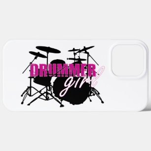 Drummer Girl with Fun Purple and Black Grunge Text iPhone 13 Pro Max Case