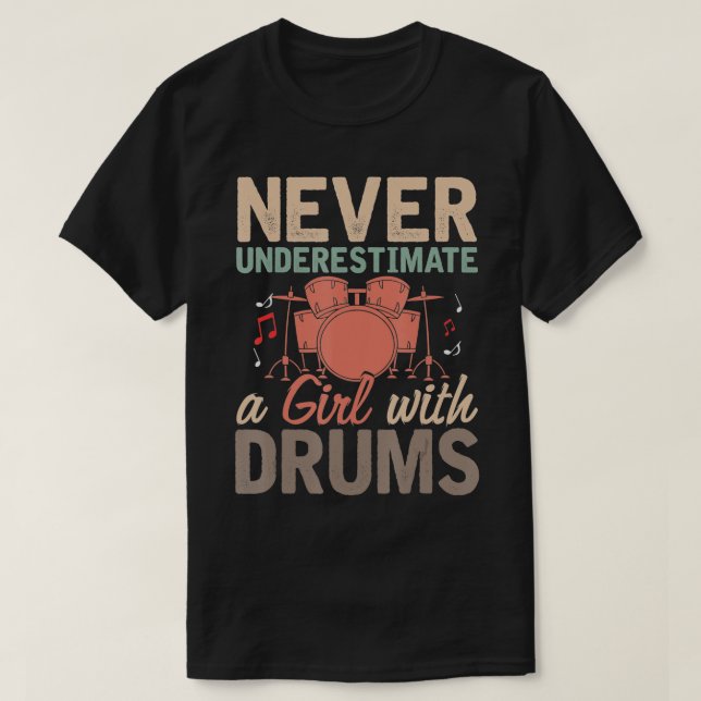 Drummer Girls Women Percussion Musical Instrument  T-Shirt (Design Front)